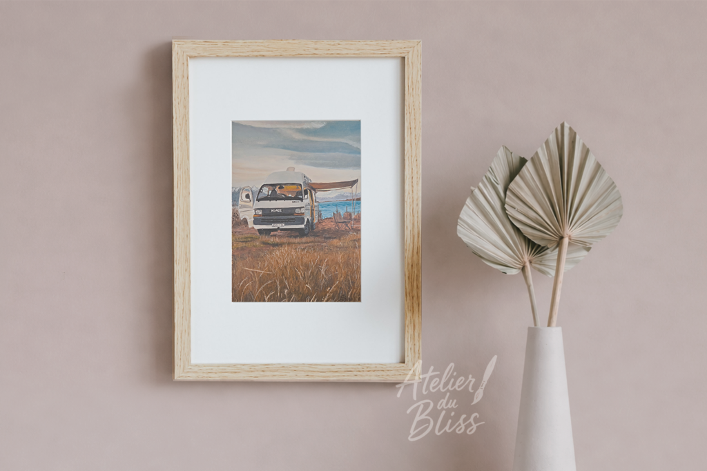 Camper Van at Lake Pukaki | Original Gouache Painting